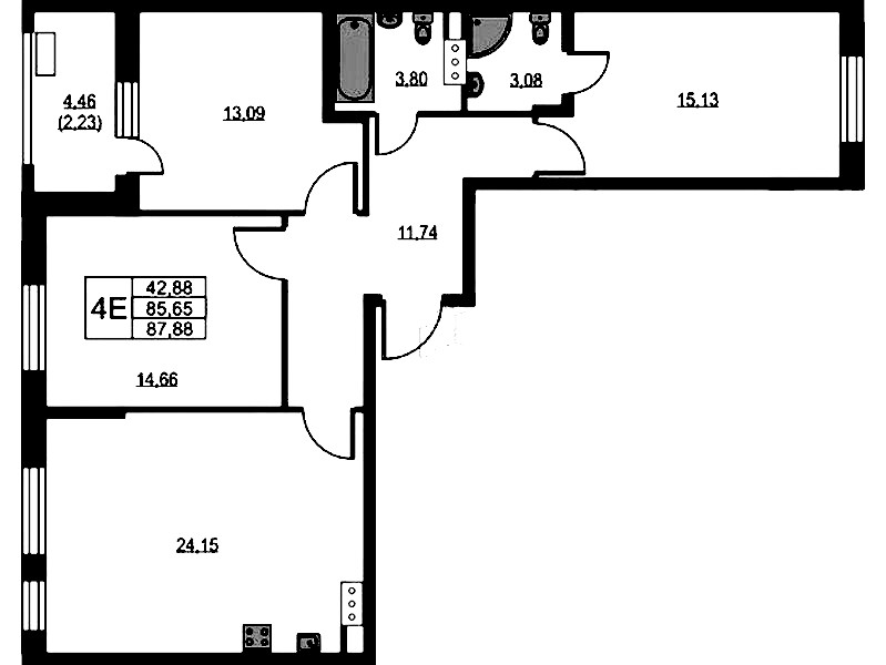 3-комнатная квартира 88.1 м², 7/10 эт., ЖК «VEREN NEXT Шуваловский»